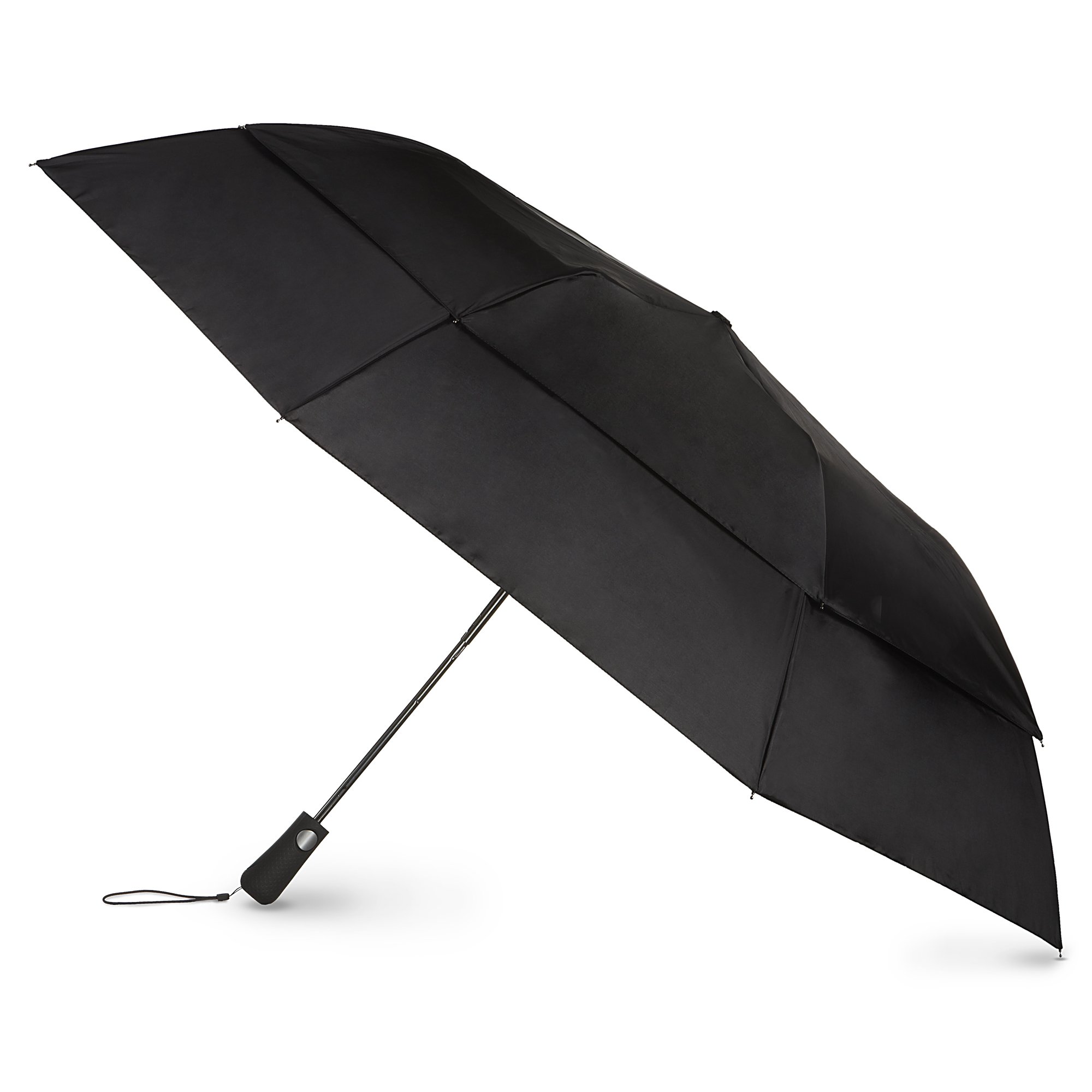 totes Blue Line GolfSize Vented Canopy Compact Umbrella, Black, One Size