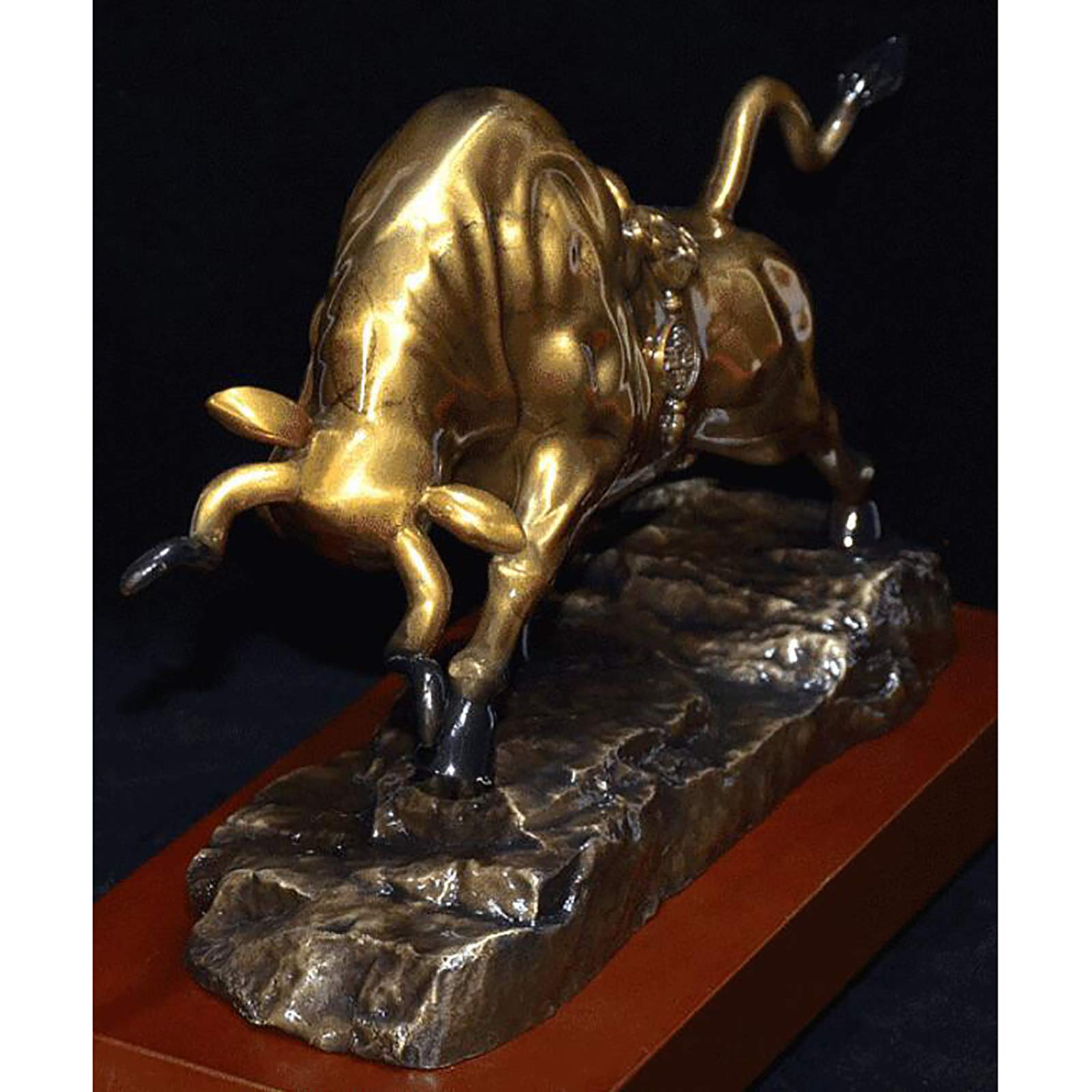 Feng Shui Suerte Animal Estatua Y Escultura Colección Regalo Toro Feroz Estatua Decoraciones Toro,Wall Street Toro Arte Decoración,Latón Muñeca Estatua-Bronce b 11.8inch