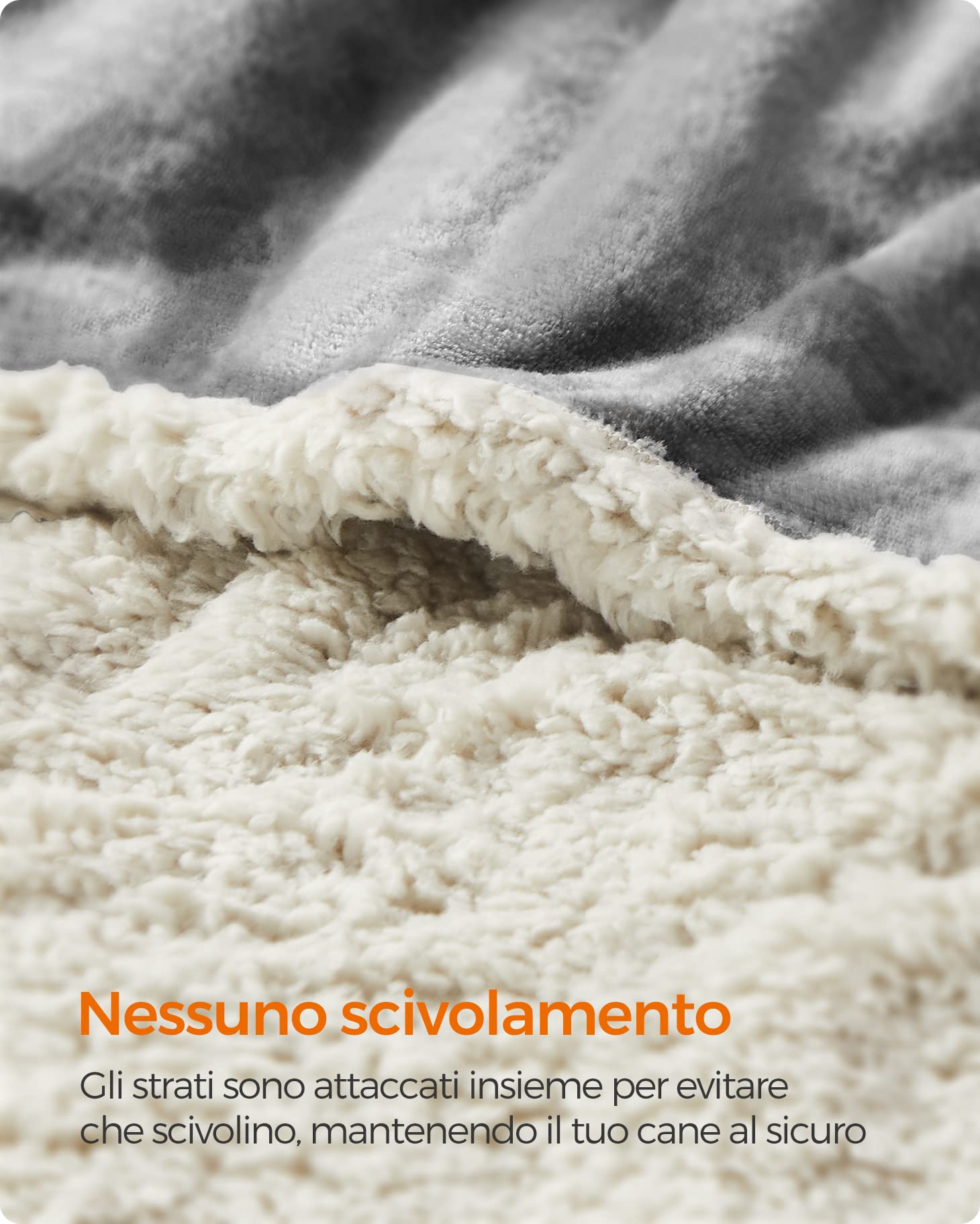 Feandrea Coperta Impermeabile per Cani, Coperta Animali Domestici in Sherpa per Cani di Grande Taglia, Gatti, 203 x 152 cm, XXL, Coprisedile Reversibile Lavabile in Lavatrice, Grigio PPB080G01