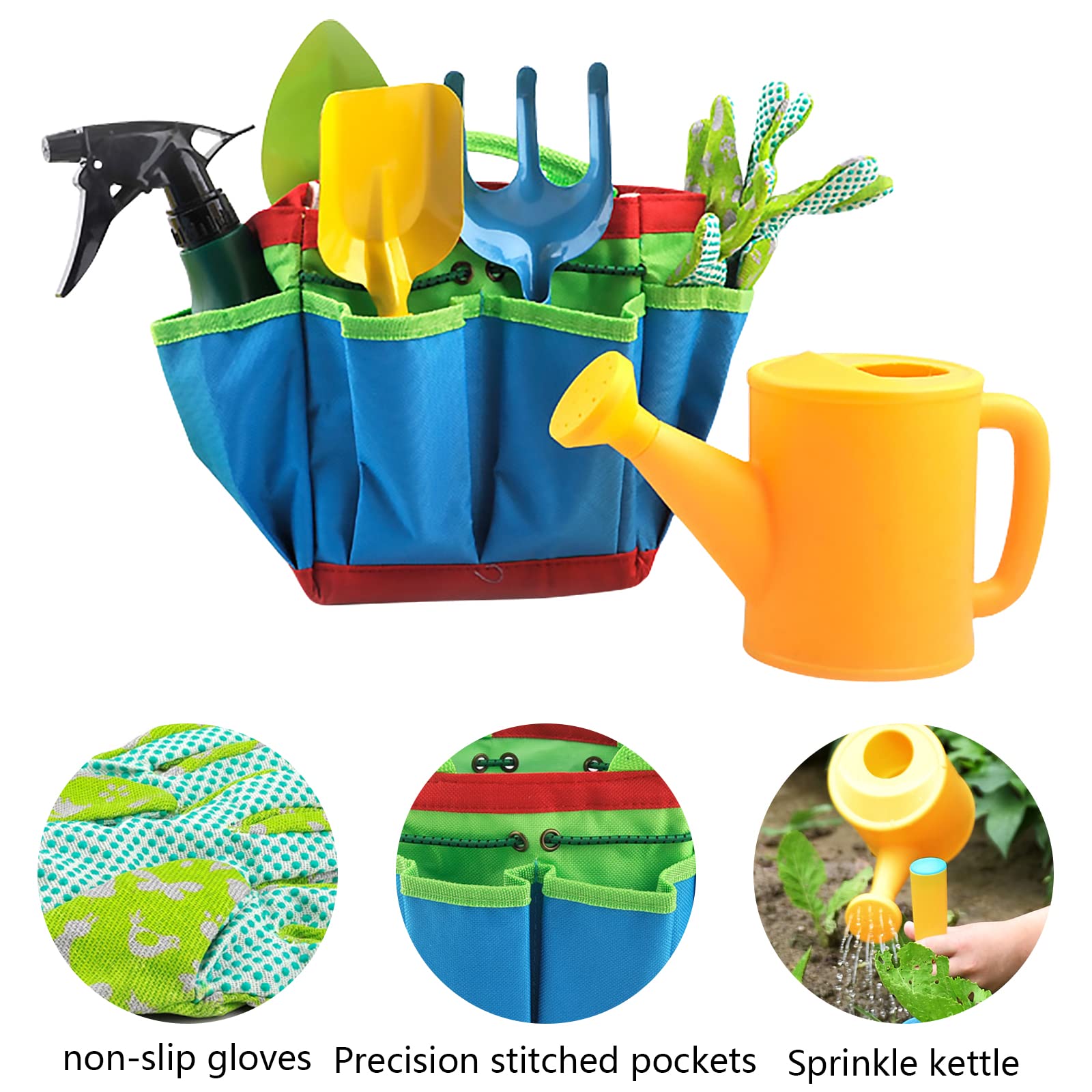 Mecctuck 23 Pièces Kit Jardinage Enfant, Outils Jardin Enfant, Outils de Jardinage pour Enfants, Jouet de Jardin Enfants avec Arrosoir,Gants,Râteau,Pelle, Déguisement Jardinie, Outils de Jardinage