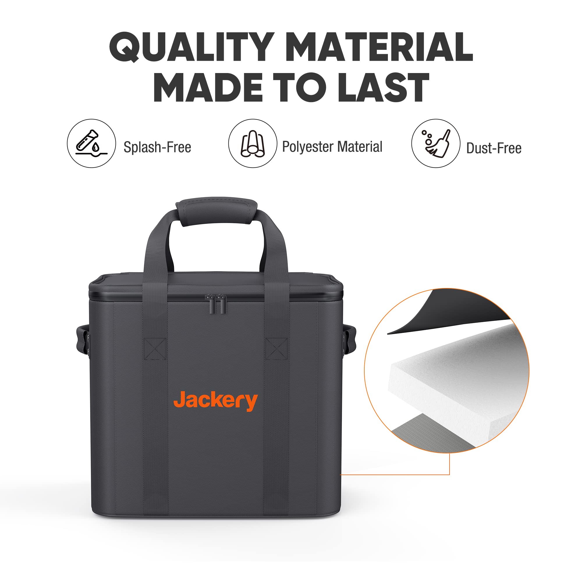 Jackery Wasserfest Tragetasche für Explorer 2000 V2/3000 V2 Powerstation, Dunkelgrau - L (Solatgenerator Nicht enthalten)