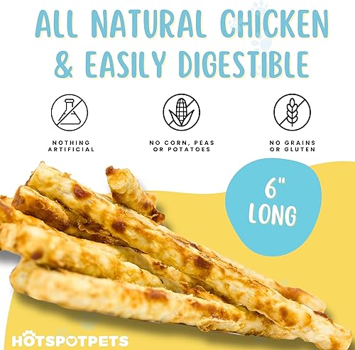 Miniatura 2 de hotspot pets All Natural - Palitos de pollo alternativos de cuero crudo para perros (paquete de 30) golosinas masticables digeribles para perros,