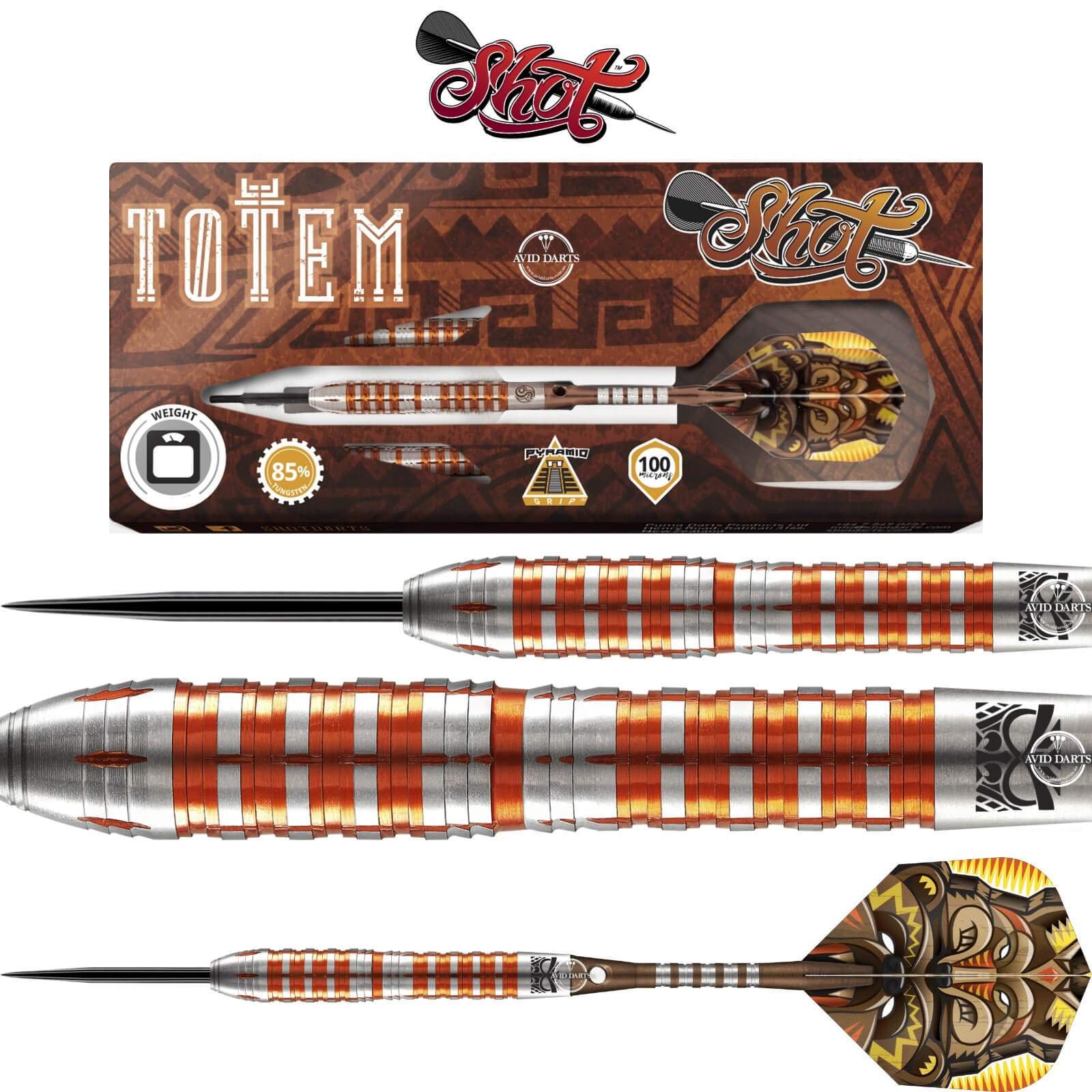 Shot!Darts Totem 3 Steel Tip Dart Set-Front Weighted-85% Tungsten Barrels