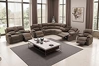 Vista 30 de A Ainehome Juego de Sofá Seccional Reclinable con Almacenamiento, Juegos de Sofá de Pana Reclinables Seccionales Manuales para Sala de Estar con 3