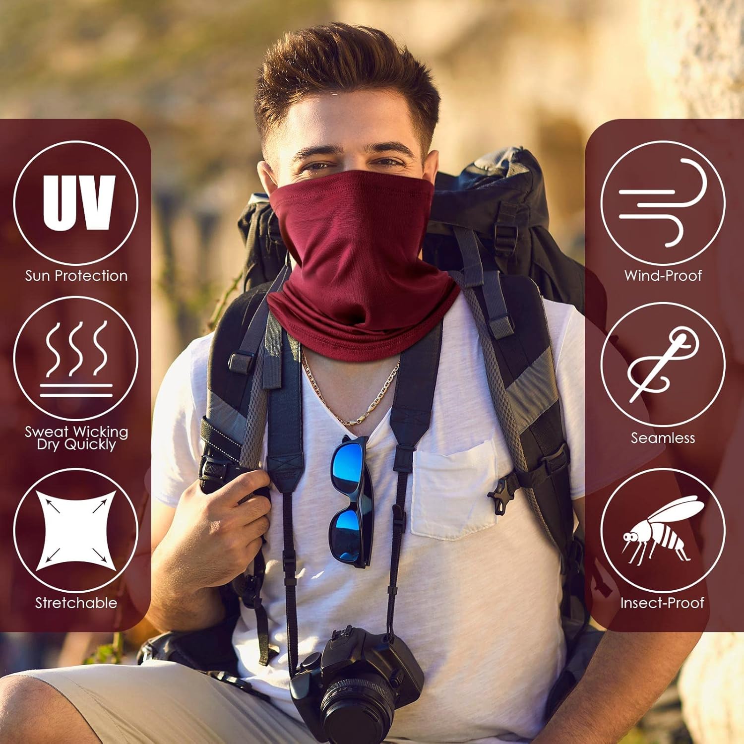 Tarpop 20 Pcs Headwear Seamless Bandana Face Masks, Head Wrap Neck Bandana, Breathable Face Cover Scarf Mask