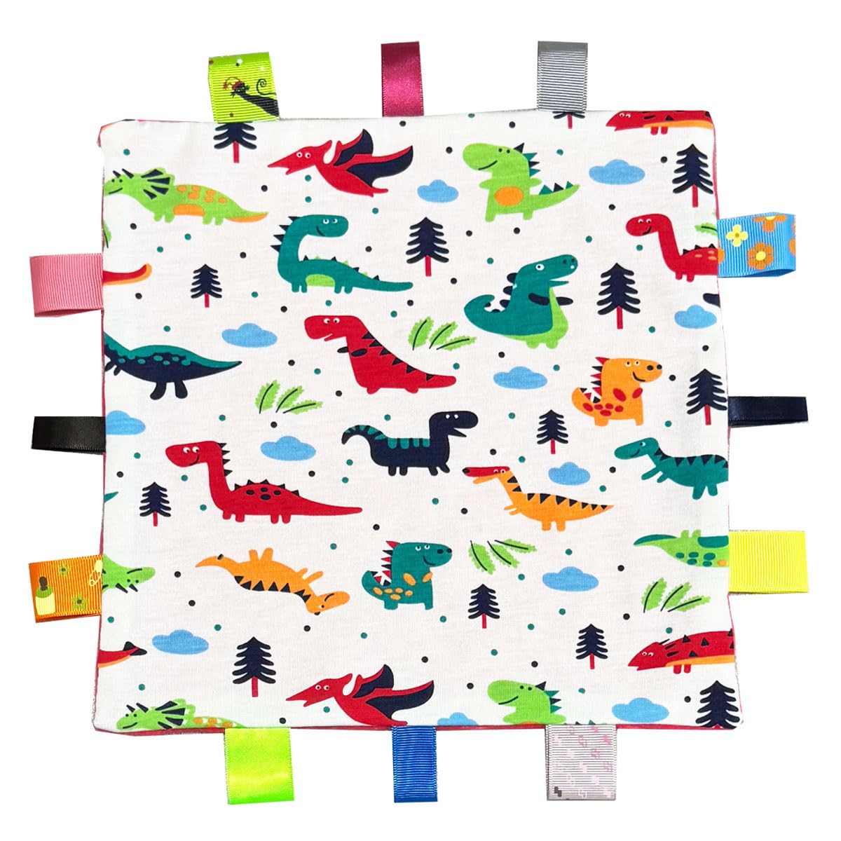 Baby Tag Blanket, Cotton and Plush Soft Taggy Blanket with Tags