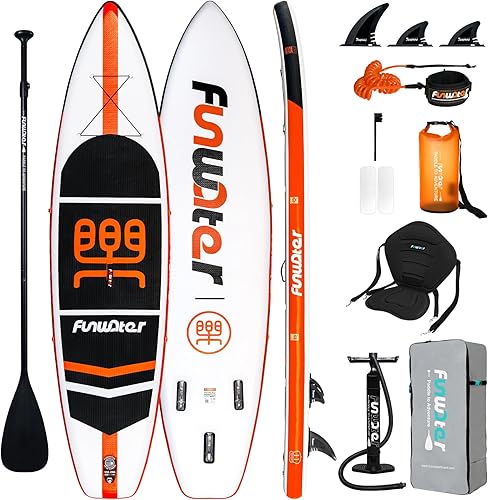 Vista 83 de FunWater Inflatable Stand Up Paddle Board with Premium SUP Paddleboard Accessories, Anti-Slip EVA Deck, 11'/10'6'' Paddle Boards for Adults & Youth