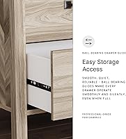 Vista 9 de Signature Design by Ashley Battelle Mid-Century Modern Nightstand with Chevron Pattern, 2 Storage Drawers, Dark-Color Hardware, Wood, 24.5" High