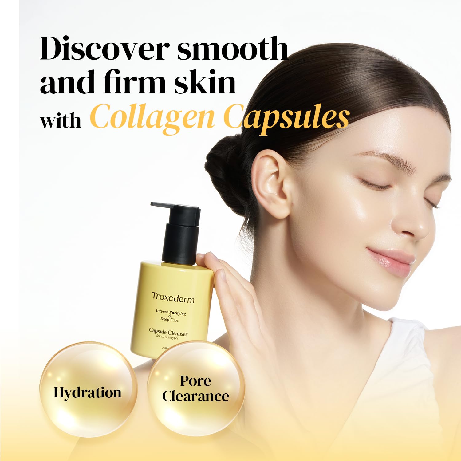 Collagen Capsule Cleanser – Korean Gel Face Wash with Peptides, Niacinamide & Troxerutin, Hydrating Daily Facial Cleanser & Makeup Remover, Gentle K-Beauty Skincare, 6.76 fl oz - Image 2