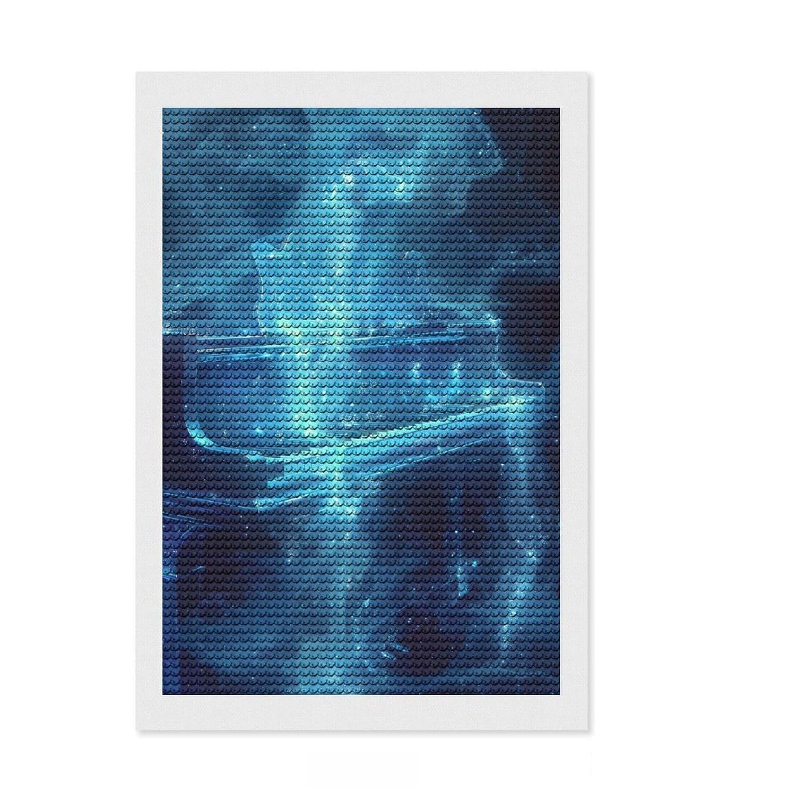 Junmoney Cosmic Blue Grand Piano Round Drill Diamond Painting 8"x12", for Women, Farmhouse Decor, Good for Quiet Evenings, Birthday Gift