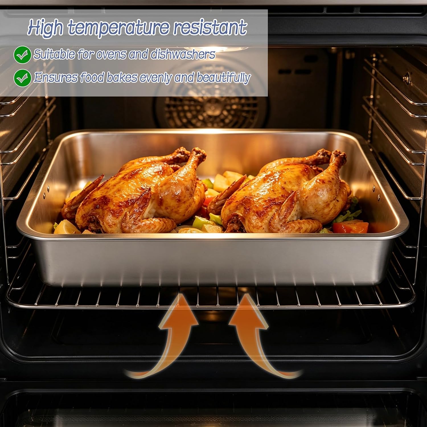 23.5" x 15.5" Stainless Steel Roasting Pan with Handles, Extra Large Turkey Roasting Pan Deep Baking Tray for Oven – Heavy Duty Roaster for Turkey, Lasagna, Roasts & Holiday Meals
