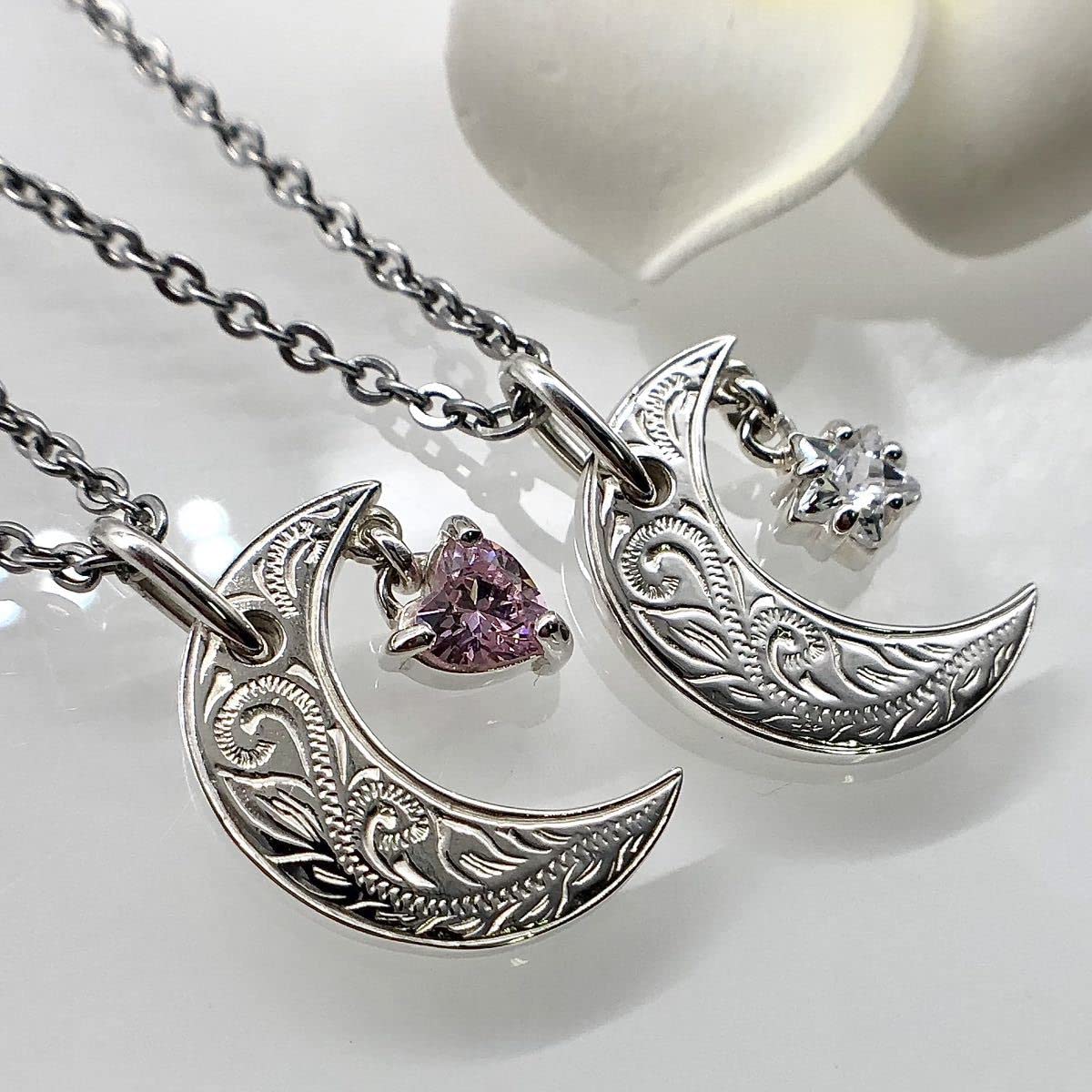 ハワイアンジュエリームーンスターハートペアネックレスシルバー925