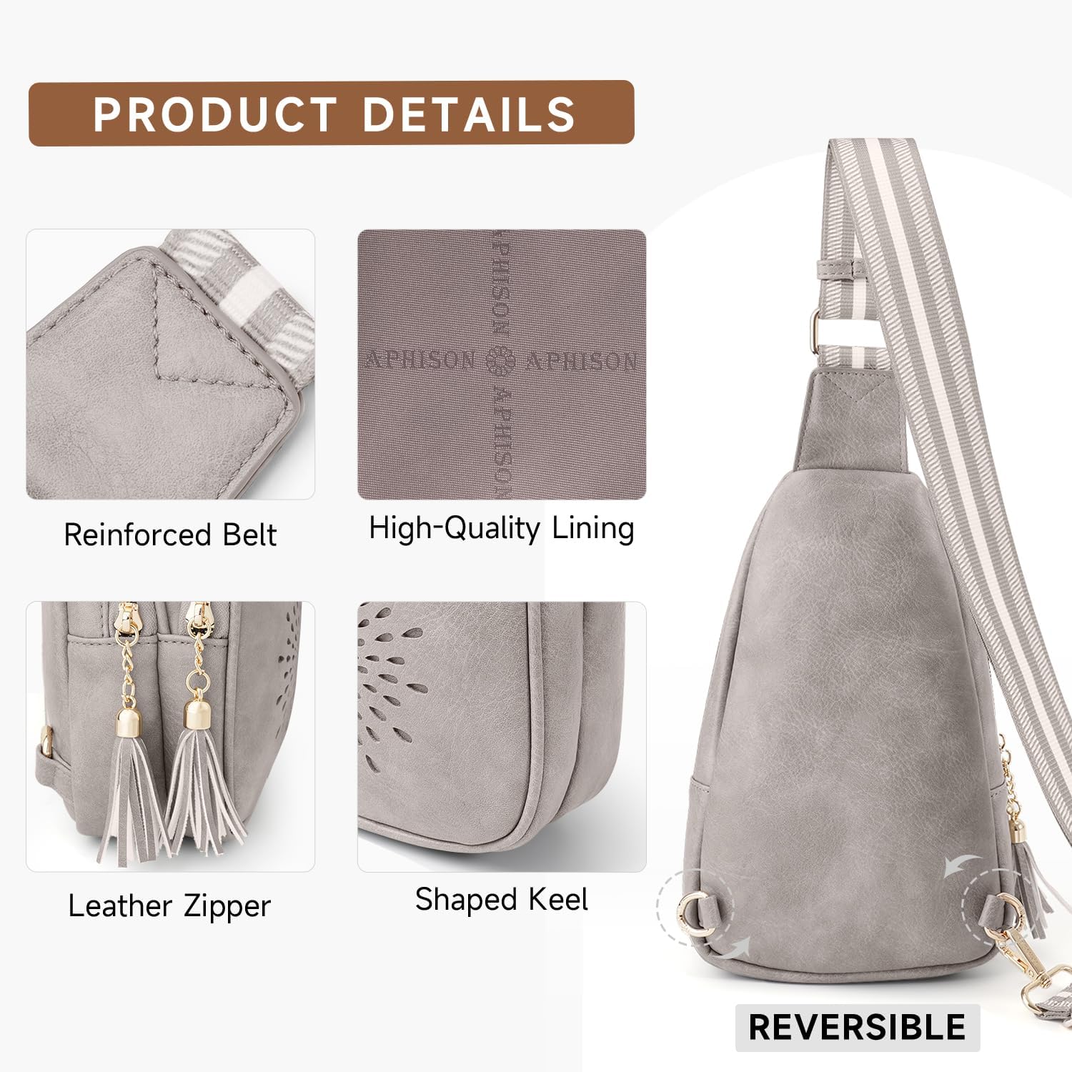 APHISON Small Sling Bag Cell Phone Purse Vegan Leather Fanny Crossbody Bag for Women Trendy Chest Backpack Adjustable Strap | Small, Vegan Leather, Fanny, Trendy, Adjustable Strap - Image 6