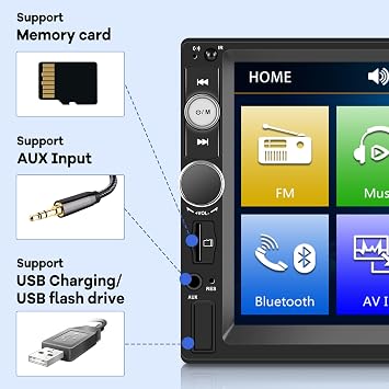 Double Din Car Stereo 7 inch Touch Screen 2 Din Bluetooth Radio