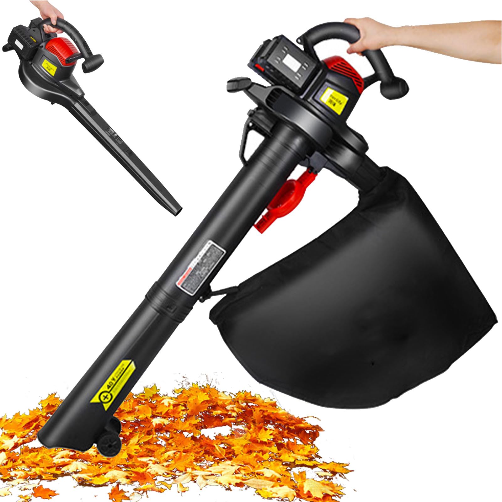 Aspirador Soplador de Jardín Inalámbrico, Baterías 4Ah y Bolsa 45L 4-Battery