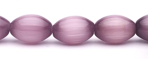Perlas de ojo de gato malva cuentas ovaladas de fibra óptica de vidrio de 0.551 in