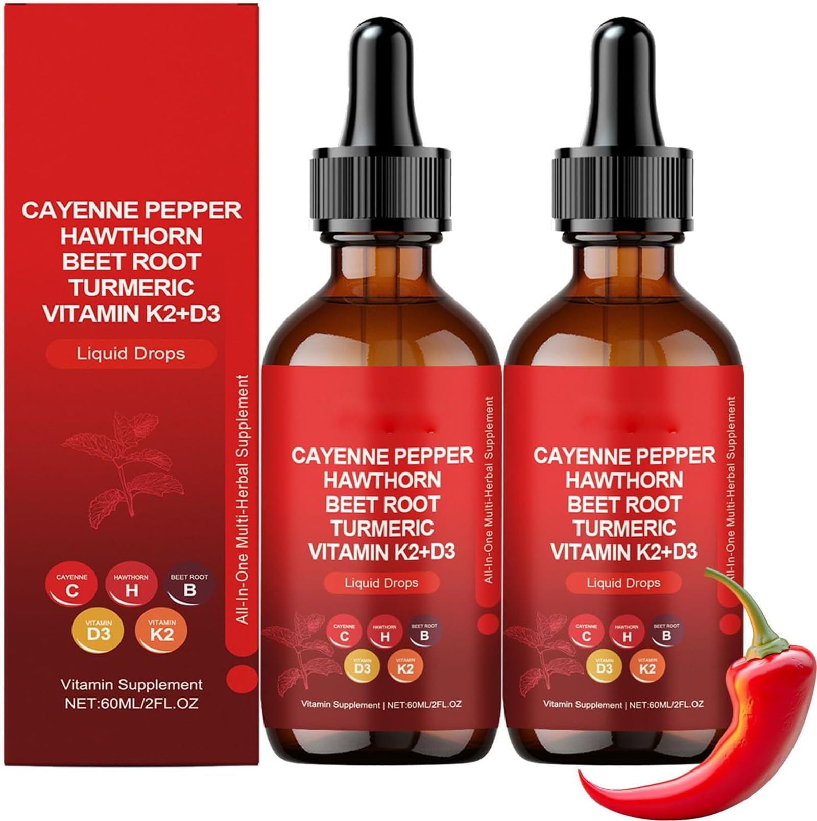 Aeluro Cayenne Drops, Aeluro Cayenne Pepper Extract, Aeluro Cayenne Pepper Drops, 60ml Natural Cayenne Pepper Liquid Drops (2)
