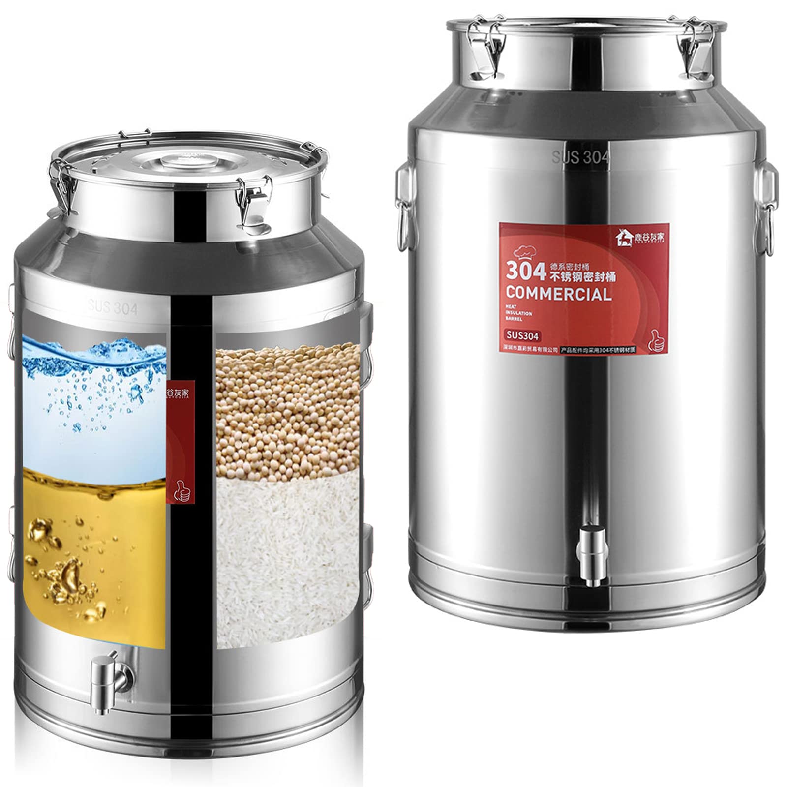 Buy ZZJCY Heavy Duty Milk Can, 304 Stainless Steel Milk Can Tote Jug