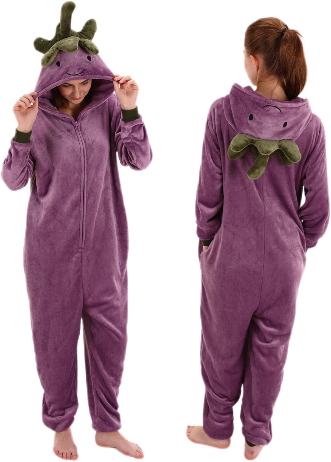 COSUSKET Snug Fit Unisex Adult Onesie Pajamas, Flannel Cosplay Animal One Piece Halloween Costume Sleepwear Homewear