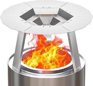 Heat Deflector for Solo Stove Ranger 15 Inch, 304 Stainless Steel Heat Diffuser with 3 Detachable Legs and Carrying Handle, Capture and Redirect Warmth, Fit 15" Round FirePit, Camping Accessory
