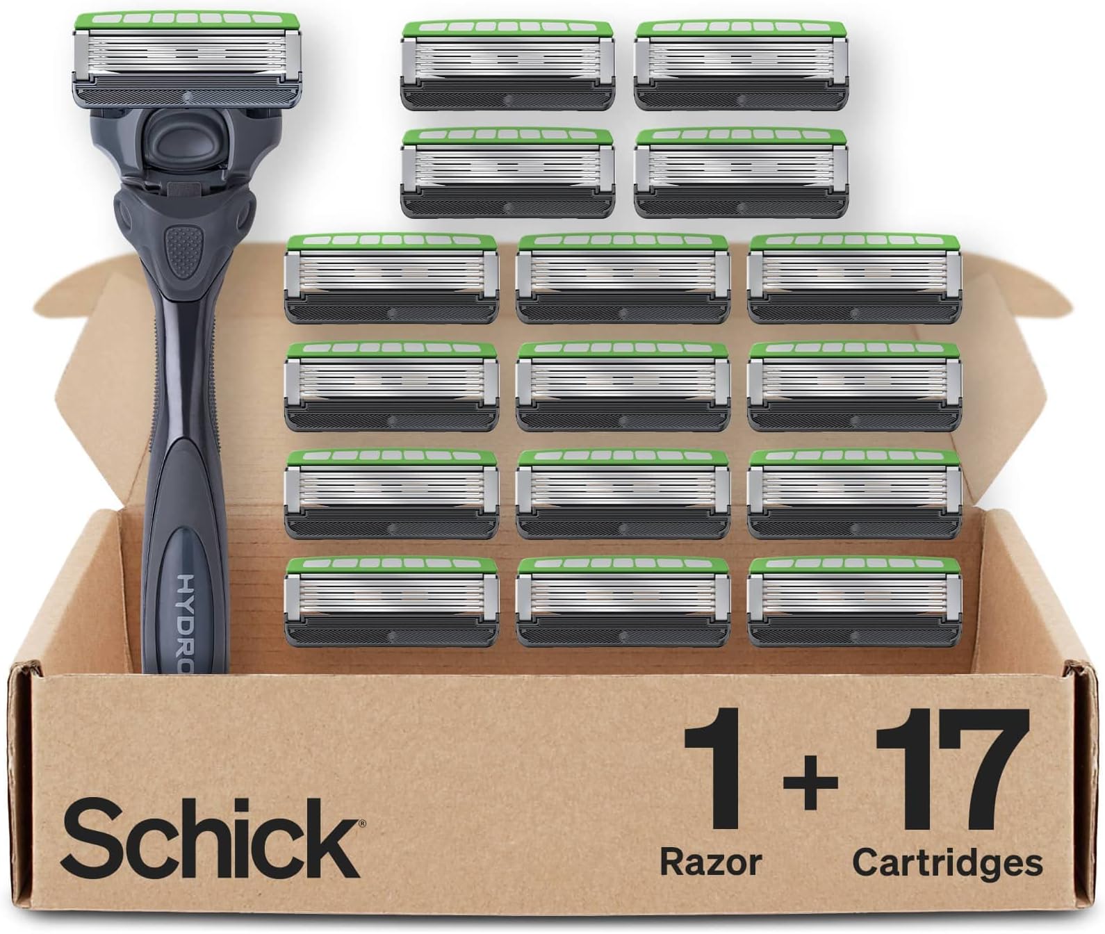 Schick Hydro Sensitive Razors for Men | 5-Blade Mens Razors for Shaving, 1 Mens Razor Handle with 17 Razor Blades Refills