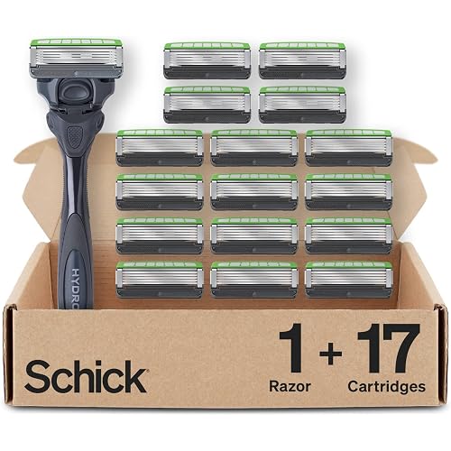 Schick Hydro Sensitive 5-Blade Razors for Men, 1 Handle & 17 Refills