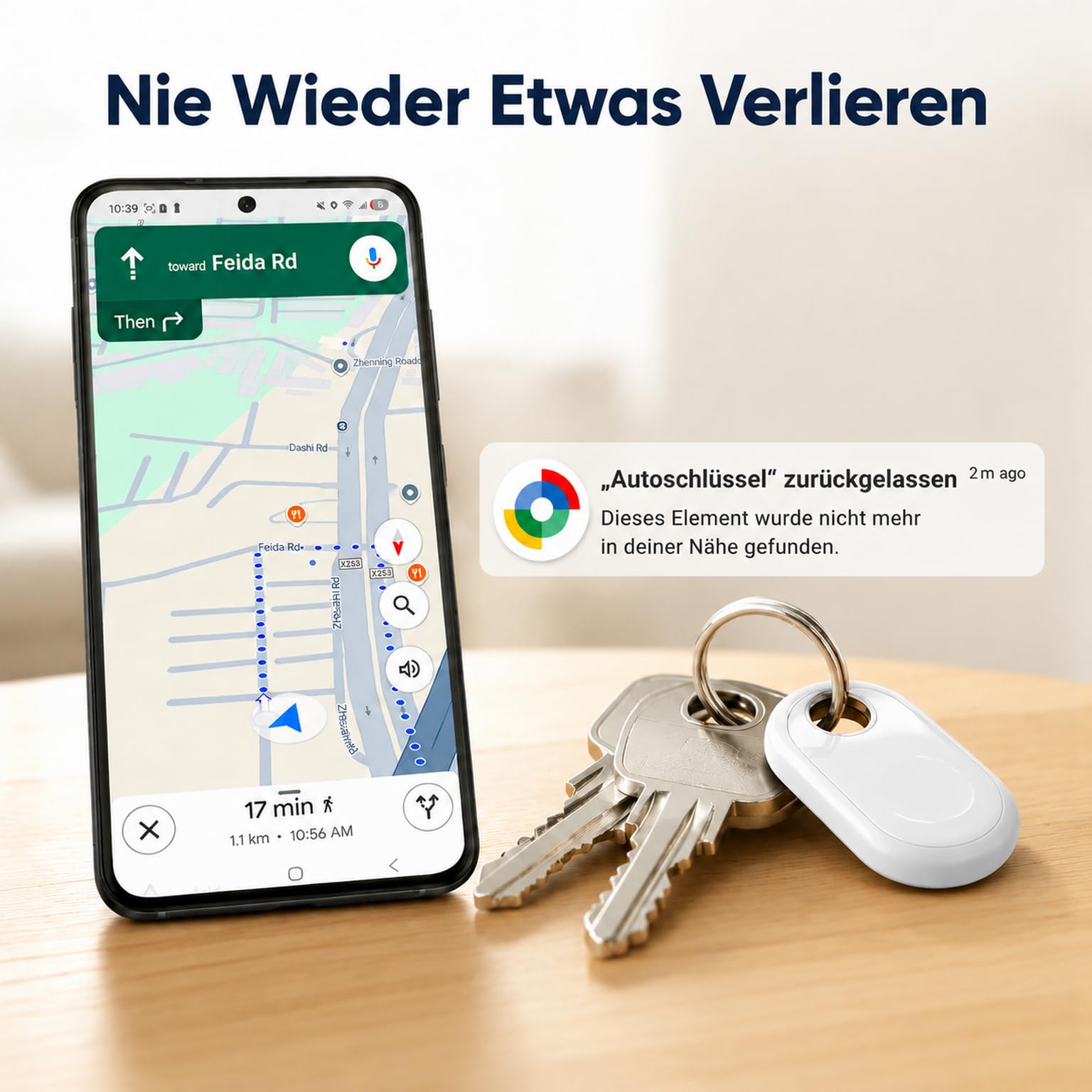 Tracker Smart Tag Android Funktioniert mit Google's Find Hub (4 Stück), Schlüsselfinder Android,Bluetooth Finder für Geldbeutel, Taschen, Schlüssel & Hund