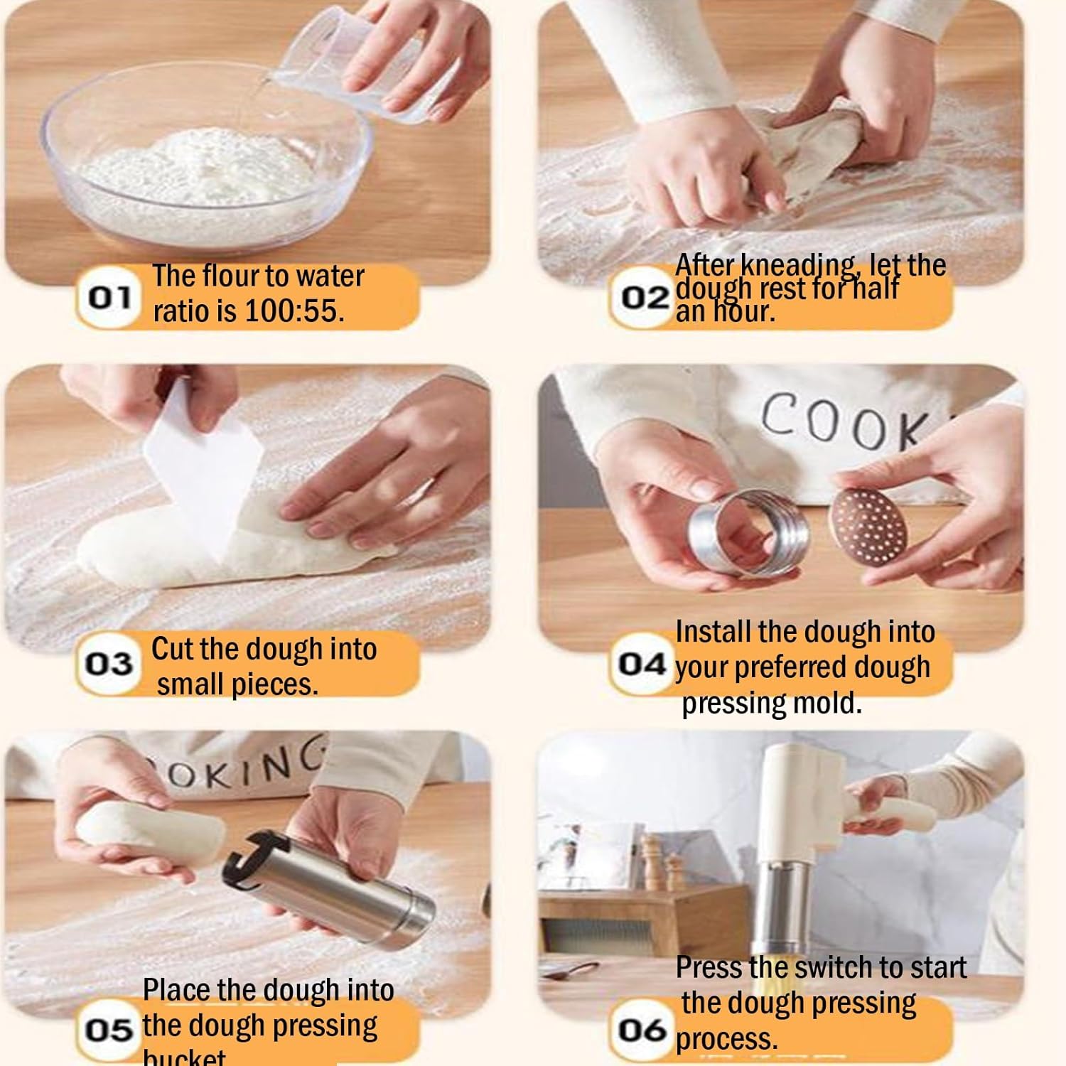 Handhelds Electric Pasta Maker, 40w Hand Held Pasta Machines, Portable Automatic Pastas Maker, with 5 Different Moulds, for Kitchen Restaurant