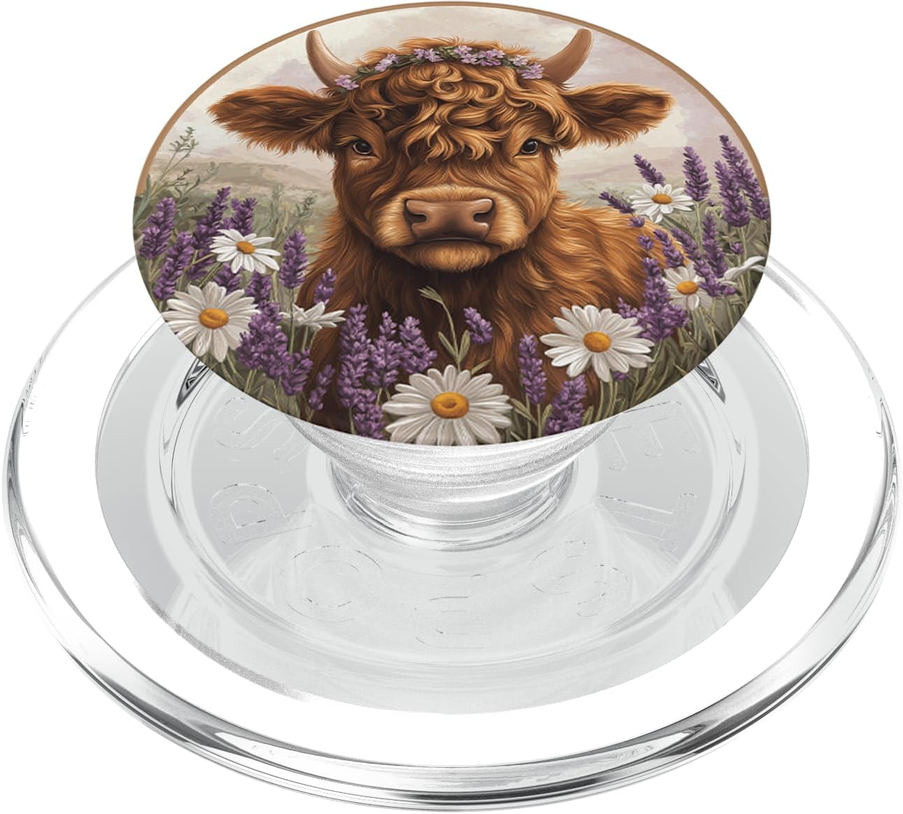 Highland Cow Floral Scottish Cow Watercolor PopSockets PopGrip for MagSafe