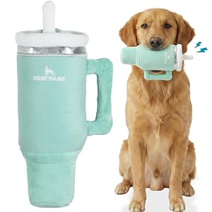 Nestpark Tumbler Cup Funny Dog Toy - Parody Plush Squeaky Crinkle Dog Toy Seafoam Green