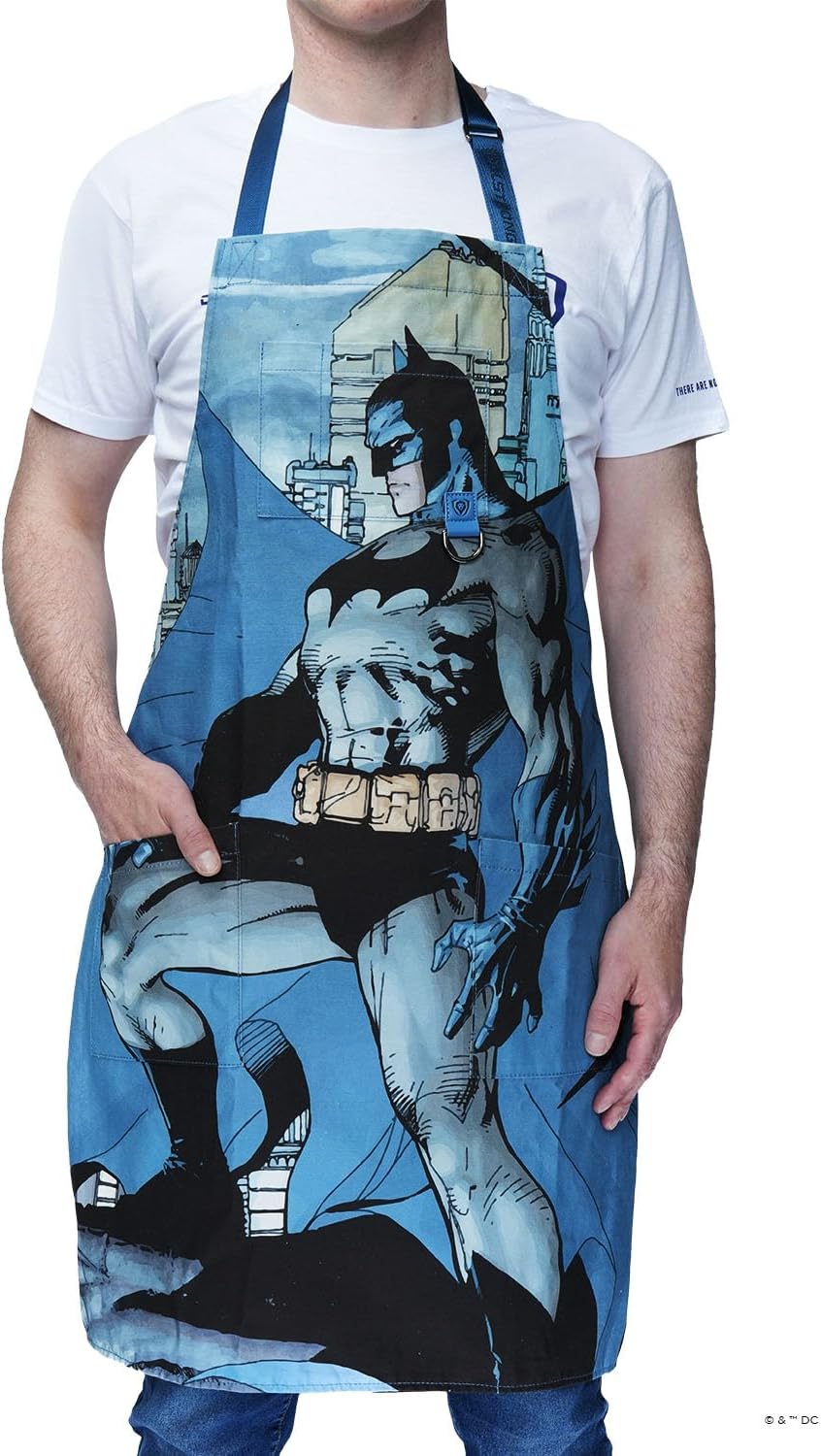 Chef's Apron - Batman™ Edition - Premium 100% Breathable Cotton - 2x Deep Chest Pockets - Neck & Waist Strap