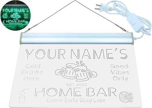 Vista 71 de ADVPRO - Letrero de luz LED de neón de doble color para el hogar, personalizado, con texto en inglés con «tu nombre y año de fundación», letrero