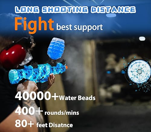 Miniatura 4 de Pistola eléctrica de bolas de gel, lanzador automático de bolas de salpicaduras de alta velocidad con más de 40000 y gafas, juguetes de bolas de