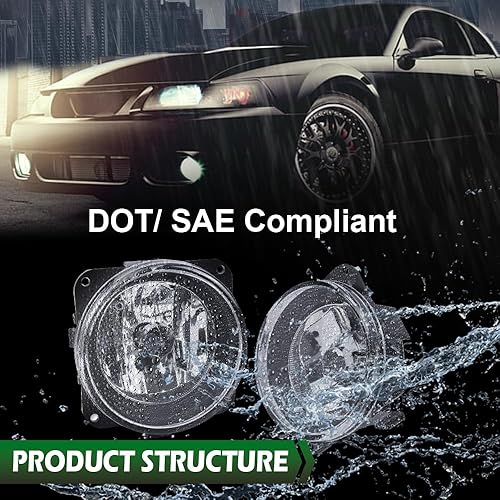 Miniatura 4 de Lámparas de parachoques delantero, luces antiniebla, lente transparente, luz de conducción delantera, compatible con Ford Mustang Cobra 03-04 (solo