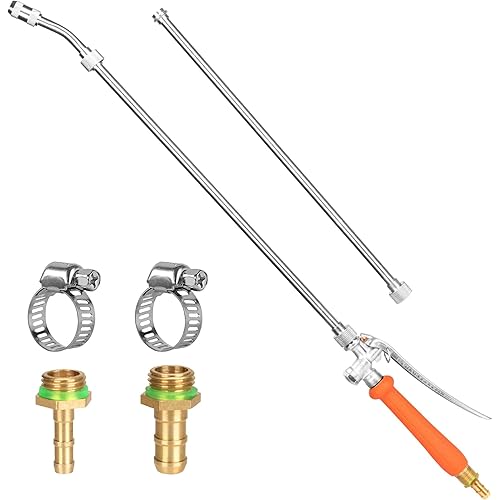 All Metal 44 Inches Replacement Sprayer Wand, 1/4" & 3/8" Brass Barb Sprayer Wand Replacement Built-in Shut Valve Stainless Steel Sprayer Wand. (All Metal Sprayer Wand)