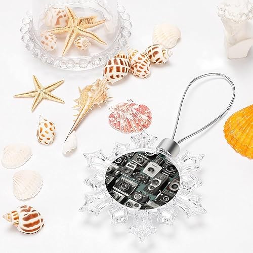 Miniatura 5 de Christmas Tree Decoration Ornaments, Retro Cool Camera Collection Printed Christmas Tree Indoor Home Decor, Snow Flake Stars Winter Wonderland Party
