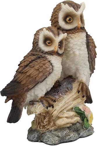 Miniatura 2 de Ebros - Estatua romántica de 2 búhos grandes cuernos para pareja en tocón de árbol, 6.25 pulgadas de alto, amor caprichoso de San Valentín, bosque,