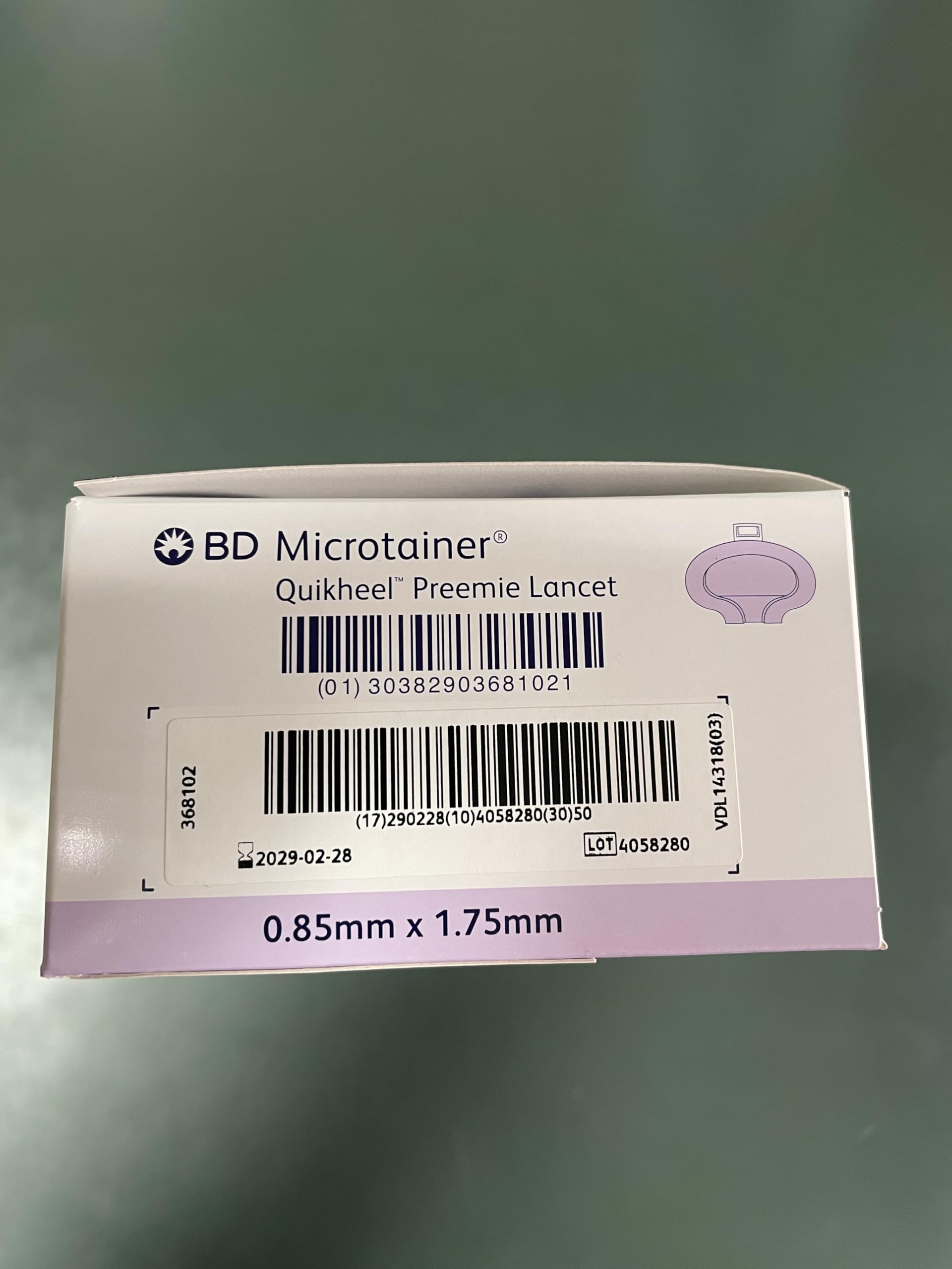 Lancette pungitallone con sistema di sicurezza dedicate al prelievo capillare dal tallone profondita incisione 0.85 mm conf. 50 pezzi