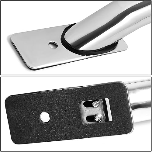 Miniatura 2 de Auto Dynasty Par de rieles de barra lateral de camión cromados de acero inoxidable compatibles con cabina de cama CKSilveradoRam de 6.5 pies