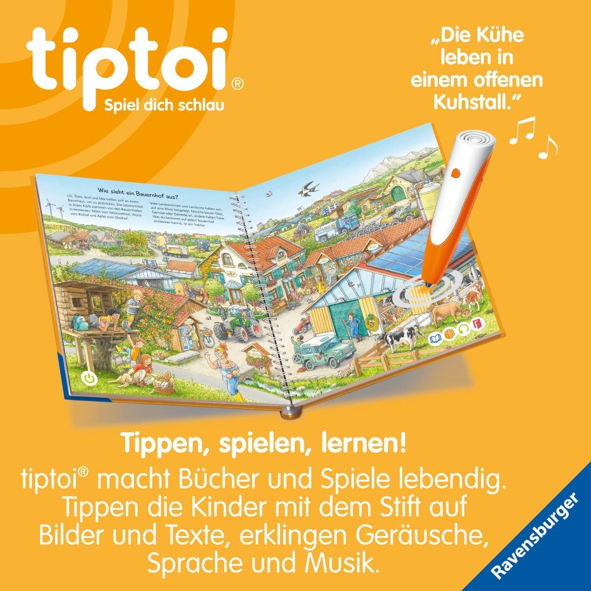tiptoi Ravensburger zestaw z literami (książka dla dzieci) + długopis 00110 + mapa świata dla dzieci, zabawka edukacyjna dla dzieci