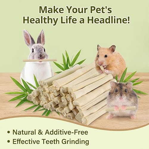 Miniatura 2 de Sukh 240g de palitos masticables de bambú dulce - Palitos de bambú natural para conejos, juguete masticable para animales pequeños, golosinas