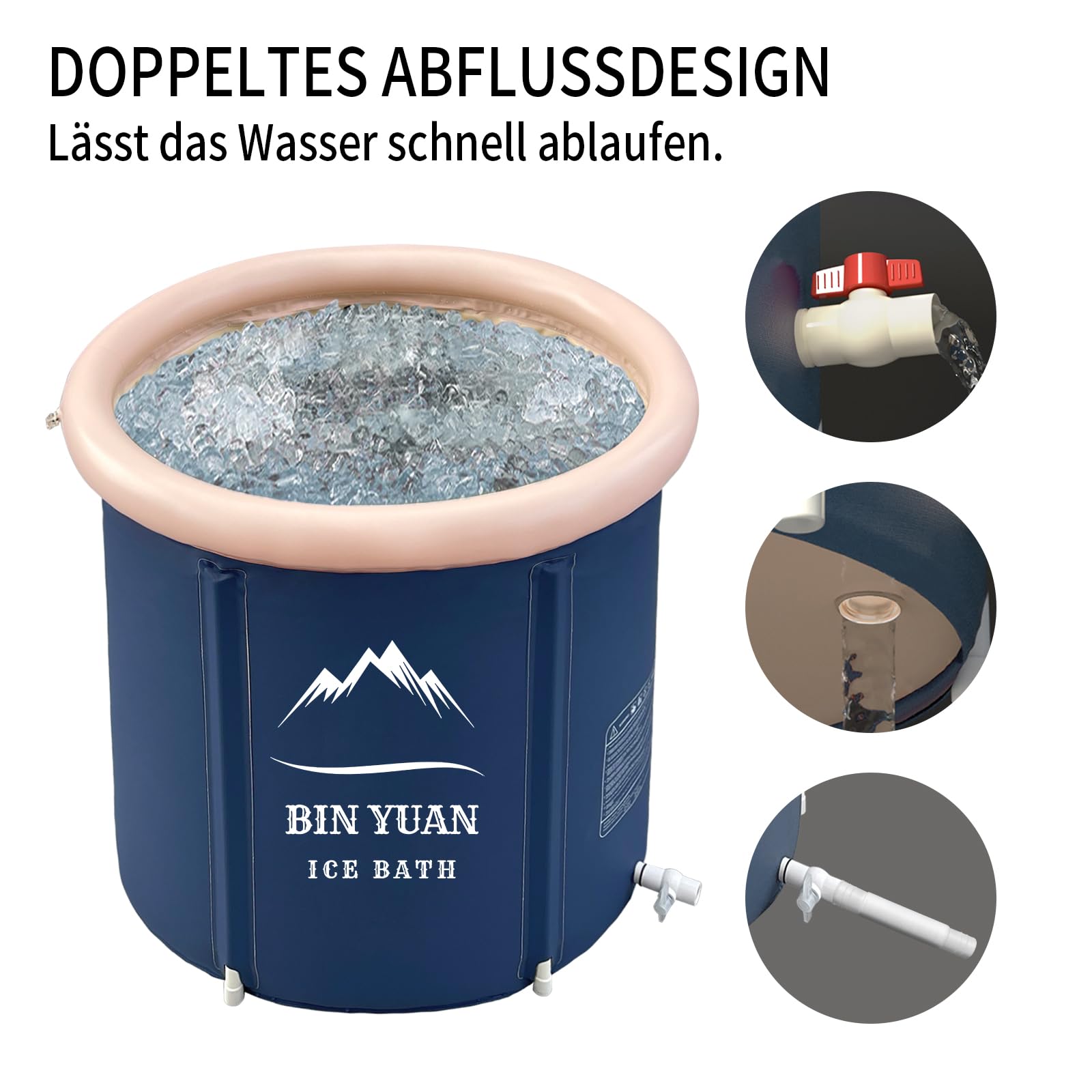 Vasca Da Bagno Pieghevole Gonfiabile Per Adulti Portatile Vasca Da Bagno Autoportante Per Adulti Soaking Spa Bagno Caldo Da Appoggiare Nella Doccia (Blu-Φ75x75cm)