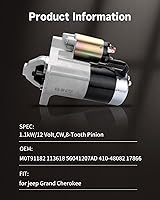 Vista 3 de OCPTY Arrancadores de arranque compatibles 17866 SMT0296 2003-2004 para Jeep Grand Cherokee 4.7L