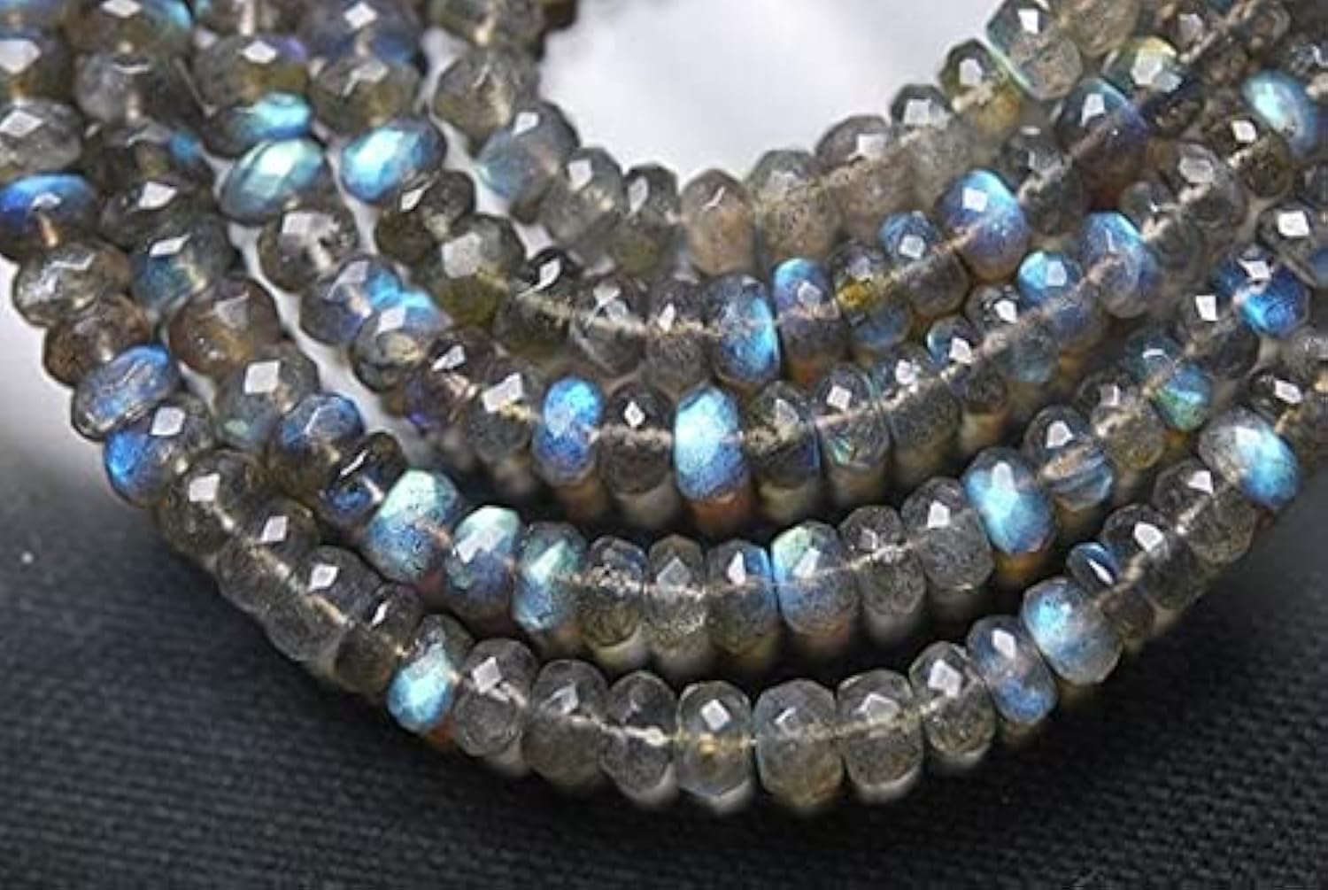 Labradorite naturelle bleue en perles rondelles facettées 5-6mm pour création de bijoux DIY