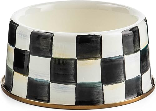 mackenzie-childs courtly Check esmalte Pet PlatoMedium 6.5" Dia., 3" de altura, 2" Deep (16oz)