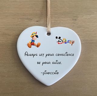 Walt Disney Pinocchio Conscience Heart Quote Ceramic Heart Shape Plaque Gift Sign cr39