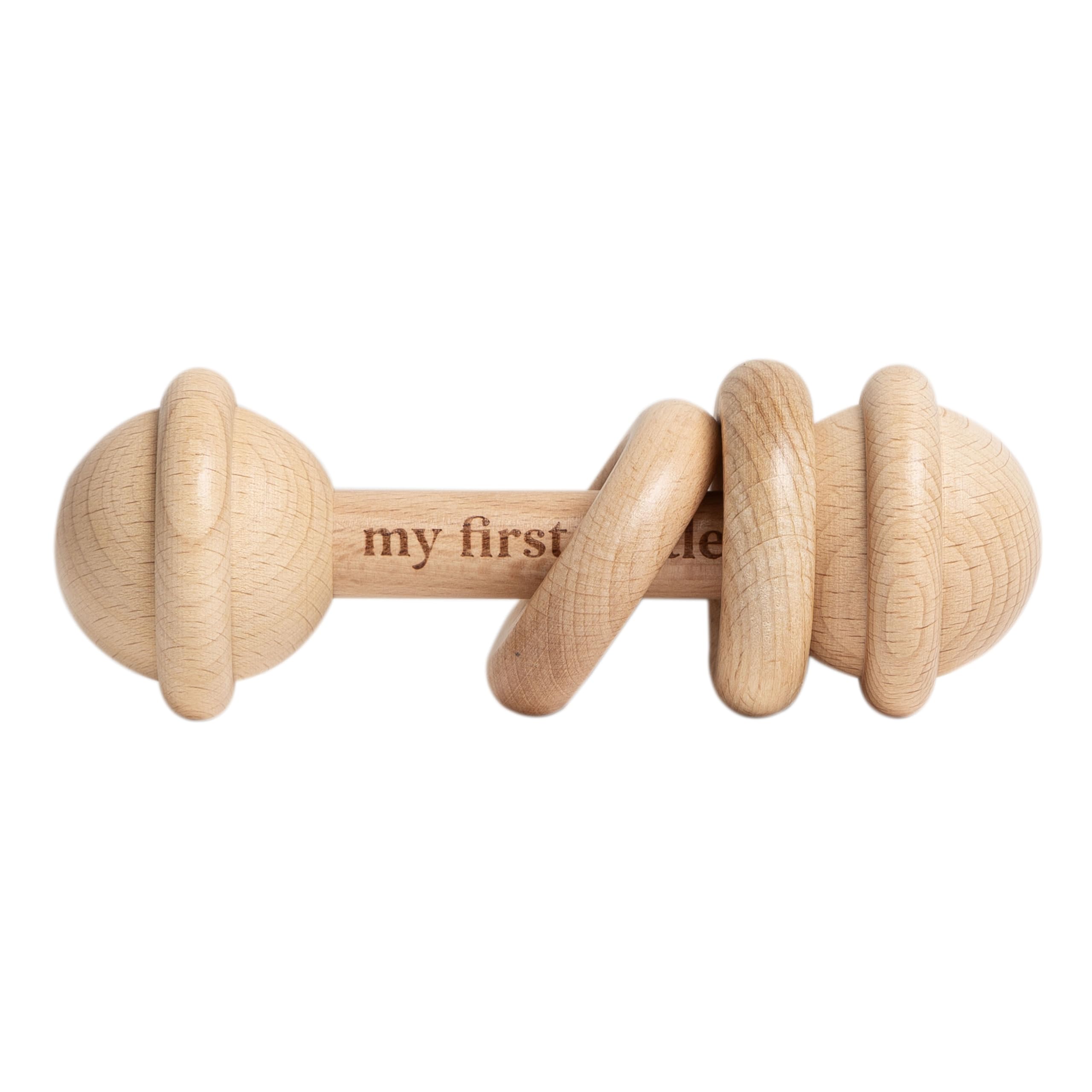 Pearhead Baby’s First Wooden Rattle, Montessori-Inspired Beechwood Rattle Teether for Newborns 0M+, Gender-Neutral Easter Gift, Natural Baby Keepsake Baby's First Rattle