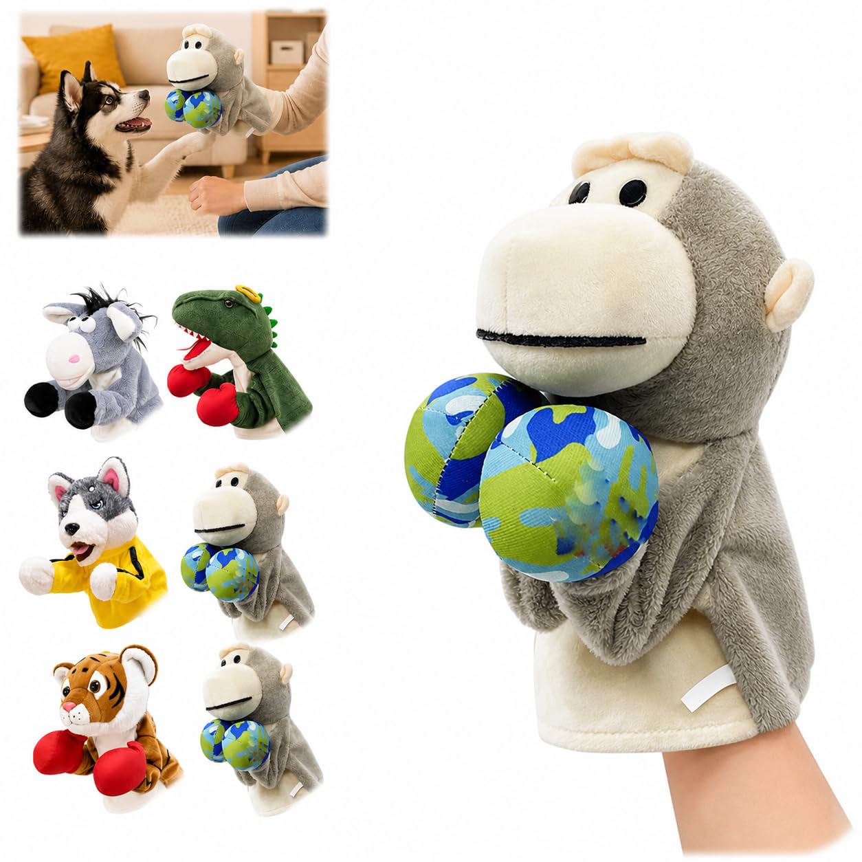 Sound Boxing Hand Puppet, Plush Shark Glove Toy for Kids, Storytelling