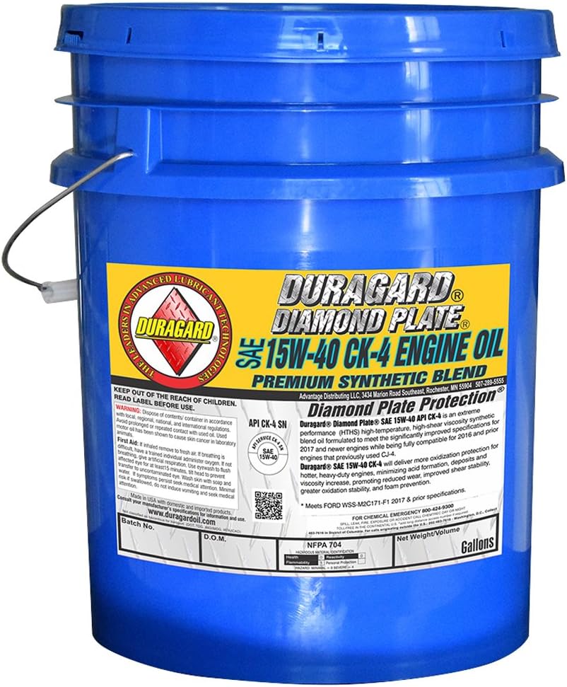 Duragard Diamond Plate Synthetic Blend CK4 15w40 Engine Oil - 5 Gallon Pail - Meets WSS-M2C171-F1