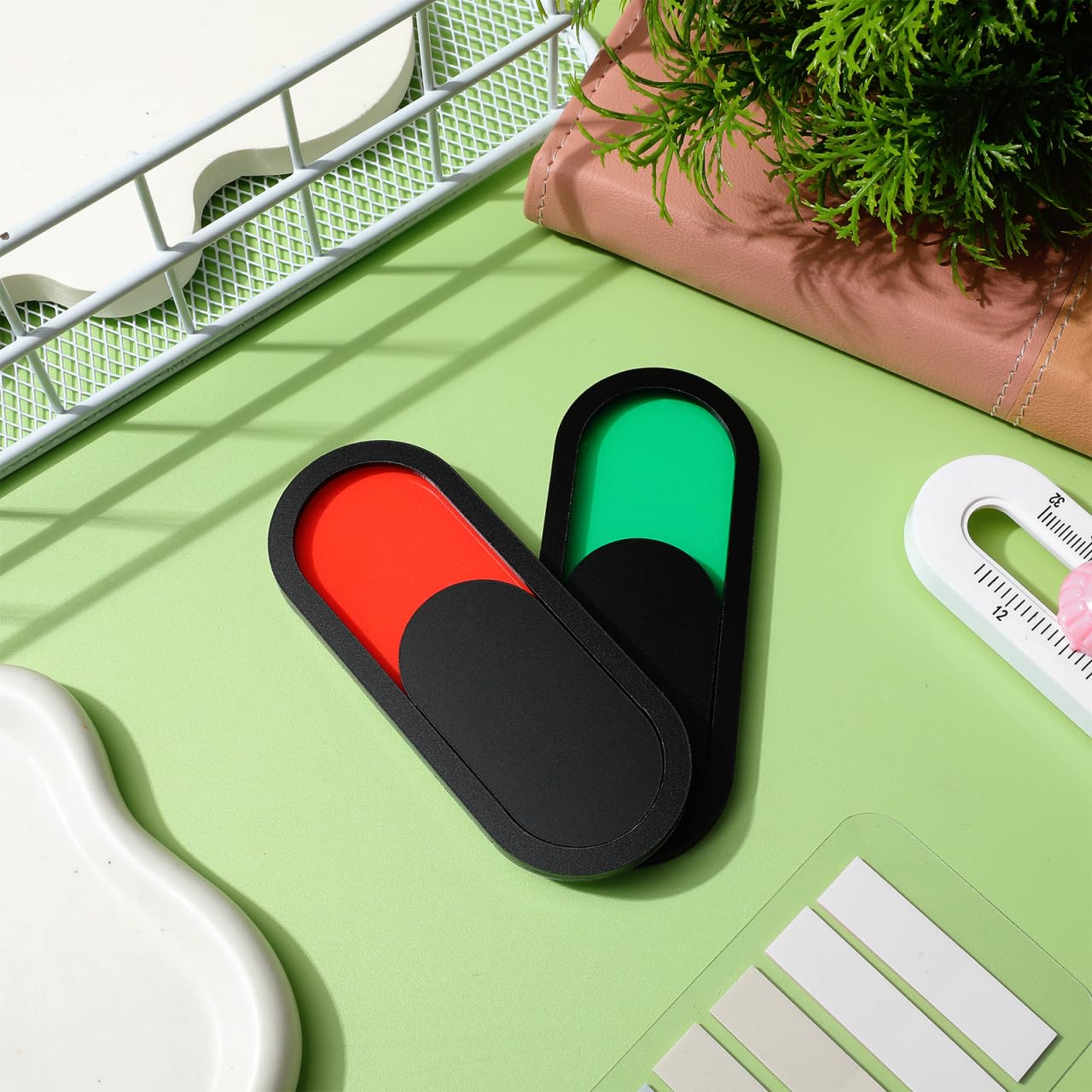 VILLCASE 40 Stück Schieberegler-Türschild, 10 x 4 cm, Bio-Glas in Verschiedenen Farben – Klarer Besetzt/Leer-Status für Büro, Konferenzraum & Badezimmer – zur Vermeidung Unerwünschter Störungen